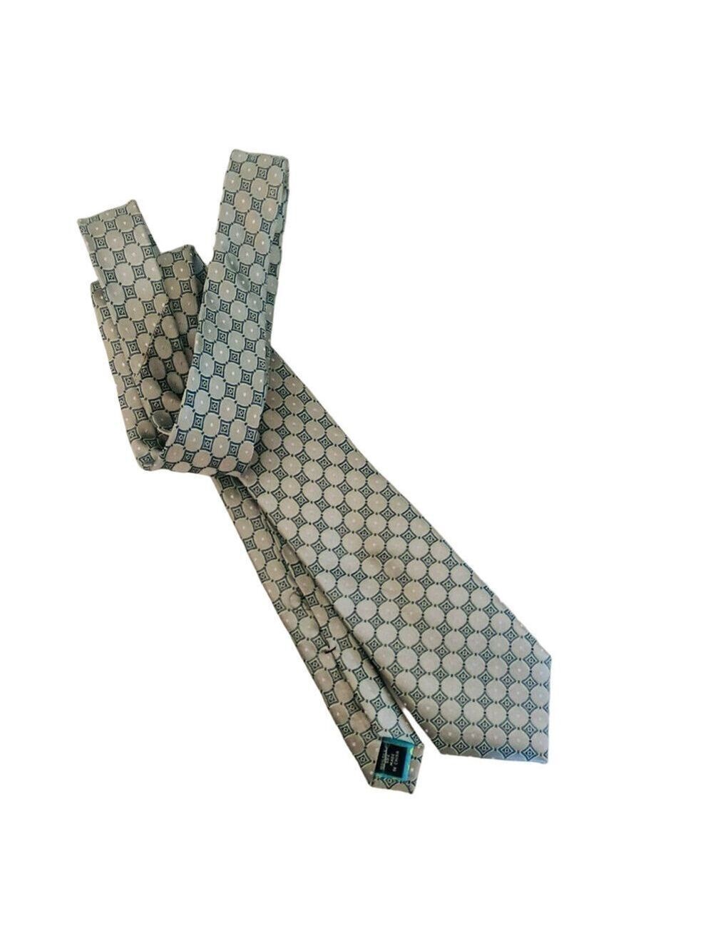 Ted Baker Silk Foulard Necktie in aqua and gray